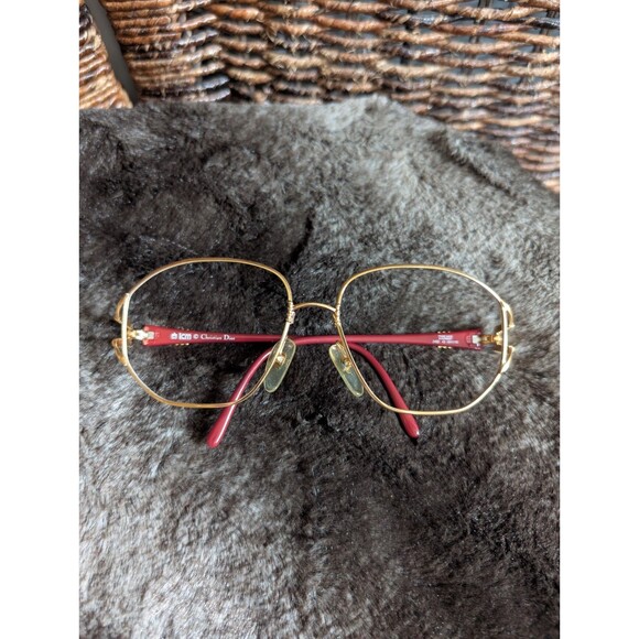 Vintage Christian Dior Eyeglasses Frames Red Butterfly Gold Logo Retro Glasses - Picture 1 of 14